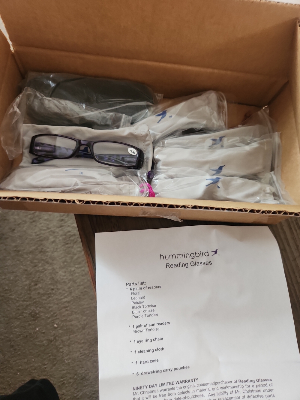QVC Hummingbird Set Of 6 Reading Glasses 3.00